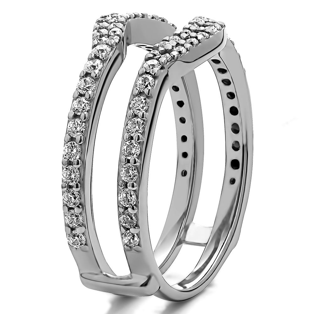 TwoBirch Pave Set Ring Guard Enhancer in 14k White Gold with Diamonds (G-H,I2-I3) (0.67 CT)