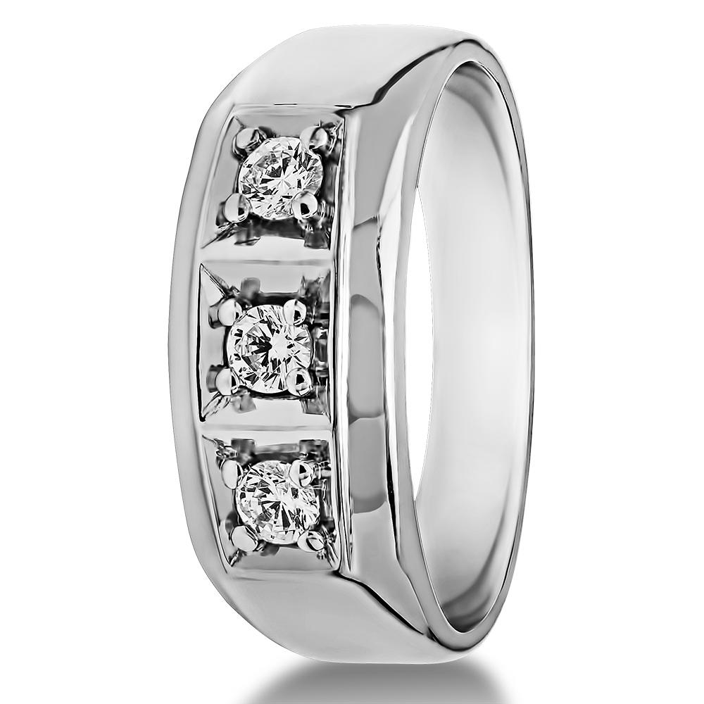 TwoBirch Men Ring in 10k Yellow gold with Forever Brilliant Moissanite by Charles Colvard (0.3 CT)