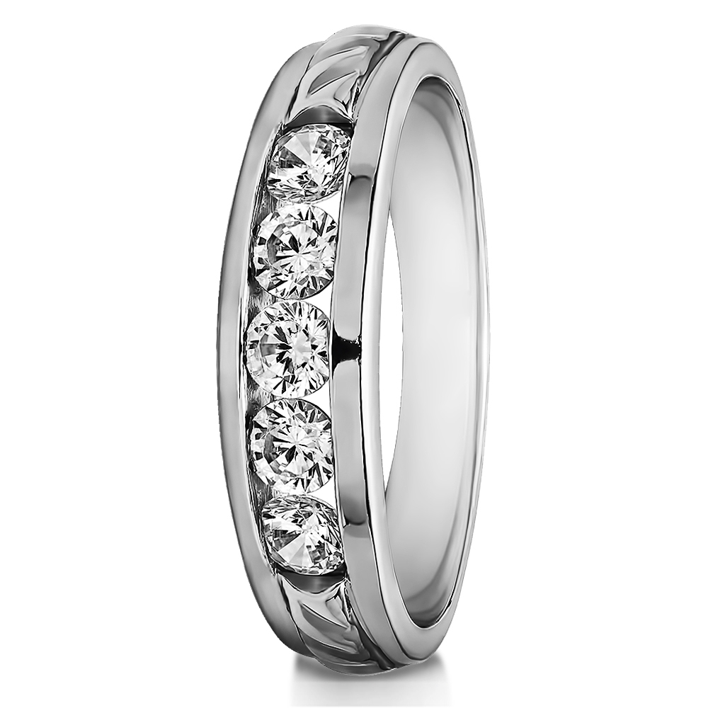 TwoBirch Men Ring in Sterling Silver with Forever Brilliant Moissanite by Charles Colvard (0.45 CT)
