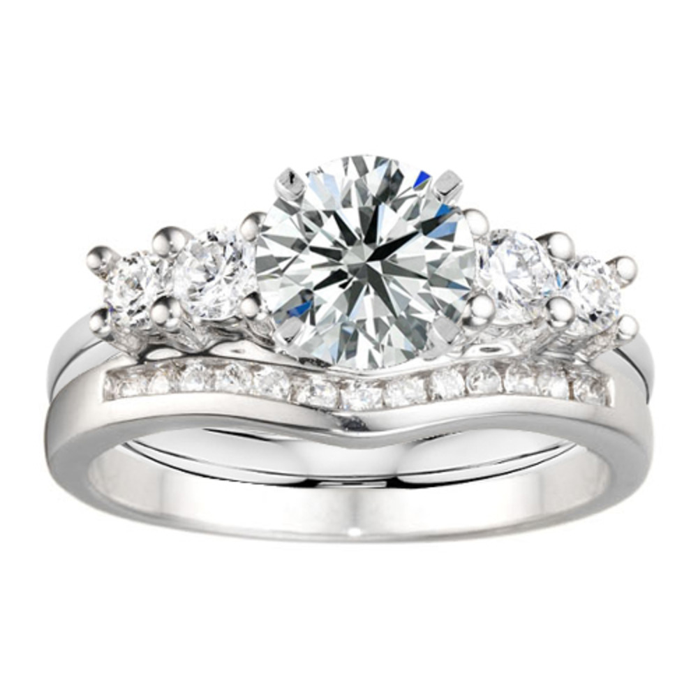 TwoBirch Solitaire Anniversary Ring Wrap Enhancer  in Sterling Silver with Cubic Zirconia (0.73 CT)
