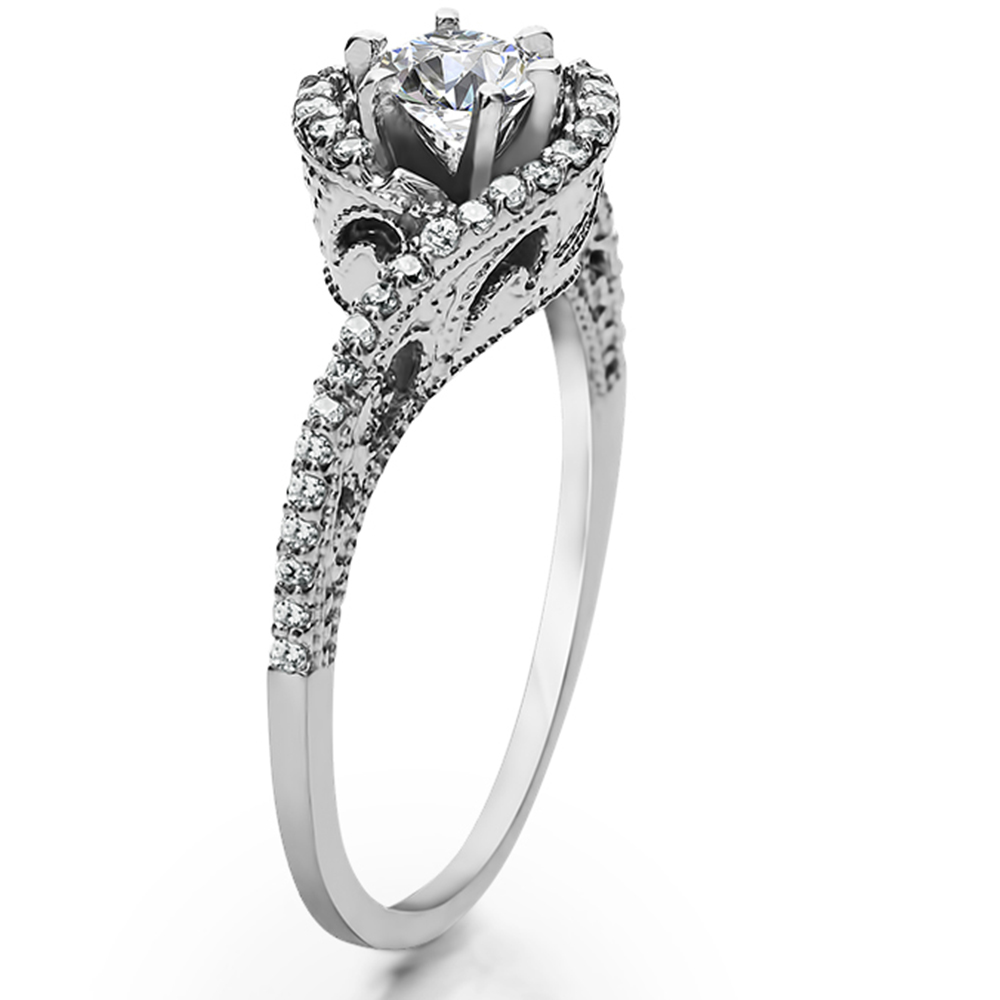 TwoBirch Vintage Twist Promise Ring in Sterling Silver with Forever Brilliant Moissanite by Charles Colvard (0.47 CT)