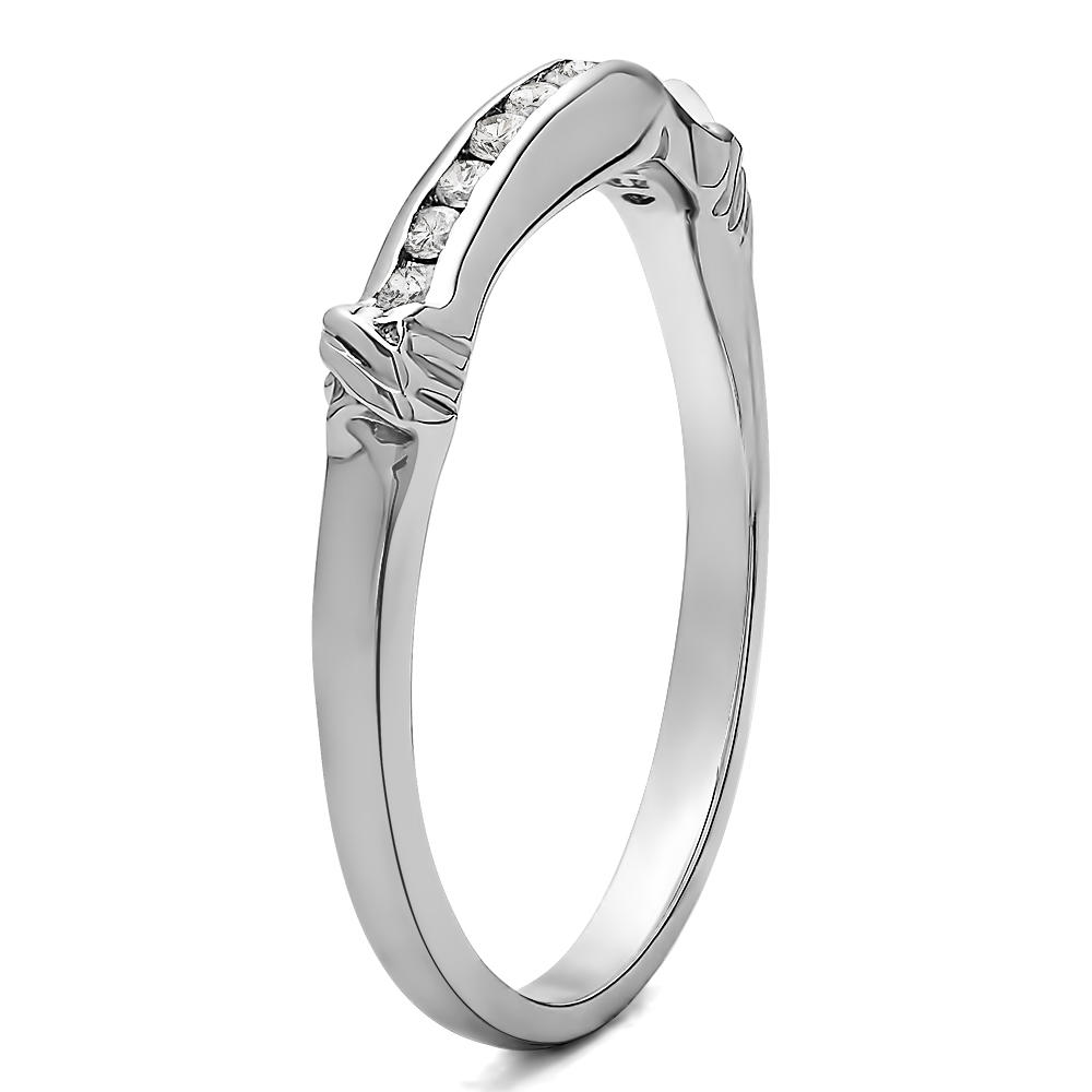 TwoBirch Channel set Contour Curved Band in Sterling Silver with Diamonds (G-H,I2-I3) (0.15 CT)
