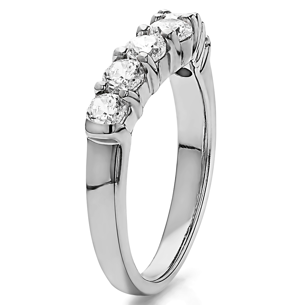 TwoBirch Contour Style Anniversary Wedding Ring in 10k White Gold with Diamonds (G-H,I2-I3) (0.75 CT)