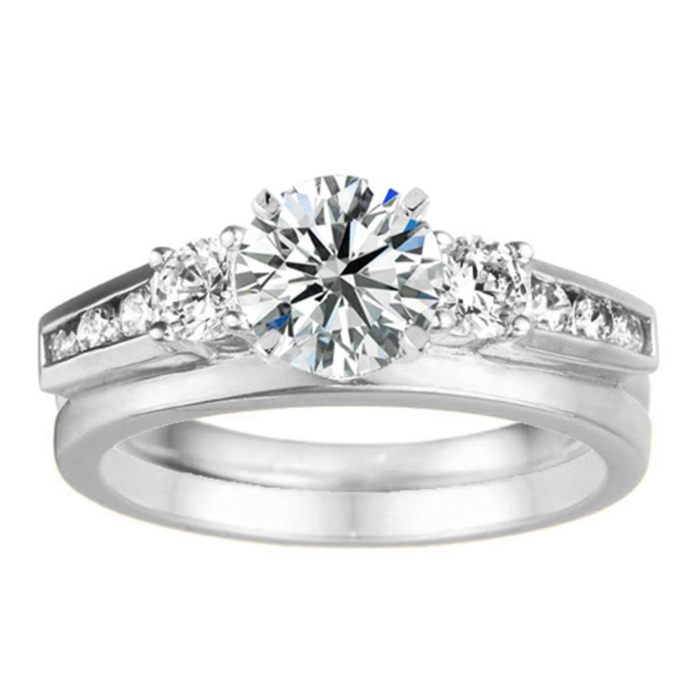TwoBirch Moissanite Classic Solitaire Ring Wrap in 14k White Gold with Forever Brilliant Moissanite by Charles Colvard (0.36 CT)