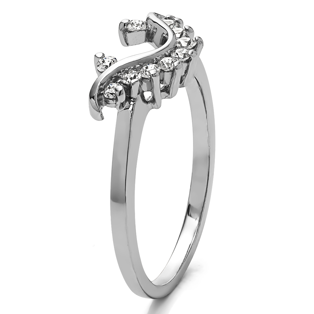 TwoBirch Moissanite Chevron Swirl Style Ring Wrap in 14k White Gold with Forever Brilliant Moissanite by Charles Colvard (0.17 CT)