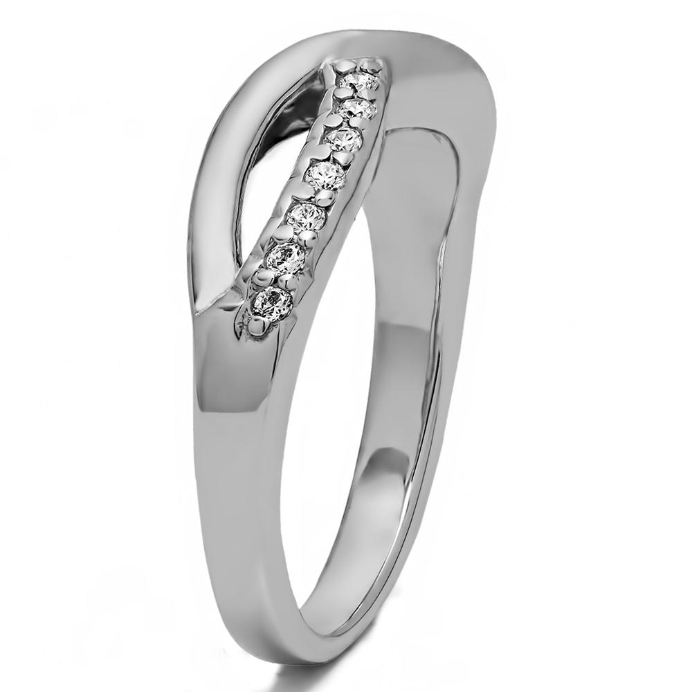 TwoBirch Infinity Pave Set Wedding Ring in Sterling Silver with Diamonds (G-H,I1-I2) (0.14 CT)