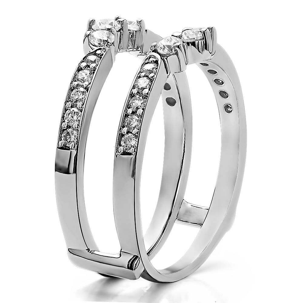 TwoBirch Ring Guard in 14k White Gold with Forever Brilliant Moissanite by Charles Colvard (0.56 CT)