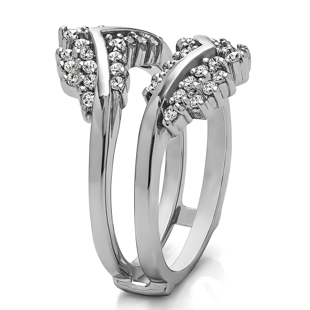 TwoBirch Triple Row Anniversary Ring Guard in Yellow Silver with Diamonds (G-H,I2-I3) (0.52 CT)