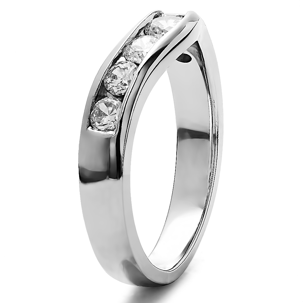 TwoBirch Traditional Style Contour Wedding Band in 10k Yellow gold with Forever Brilliant Moissanite by Charles Colvard (0.39 CT)