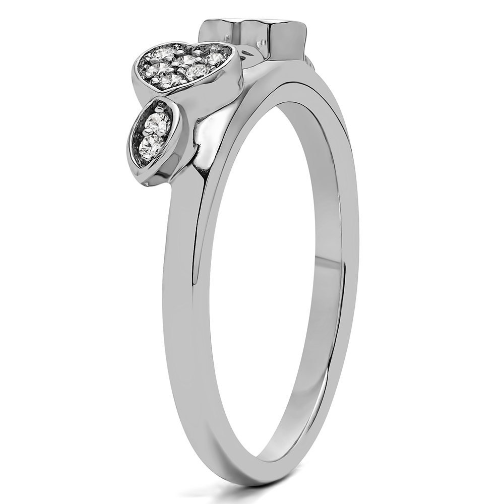 TwoBirch Heart Shaped Anniversary Ring Wrap in Sterling Silver with Cubic Zirconia (0.16 CT)