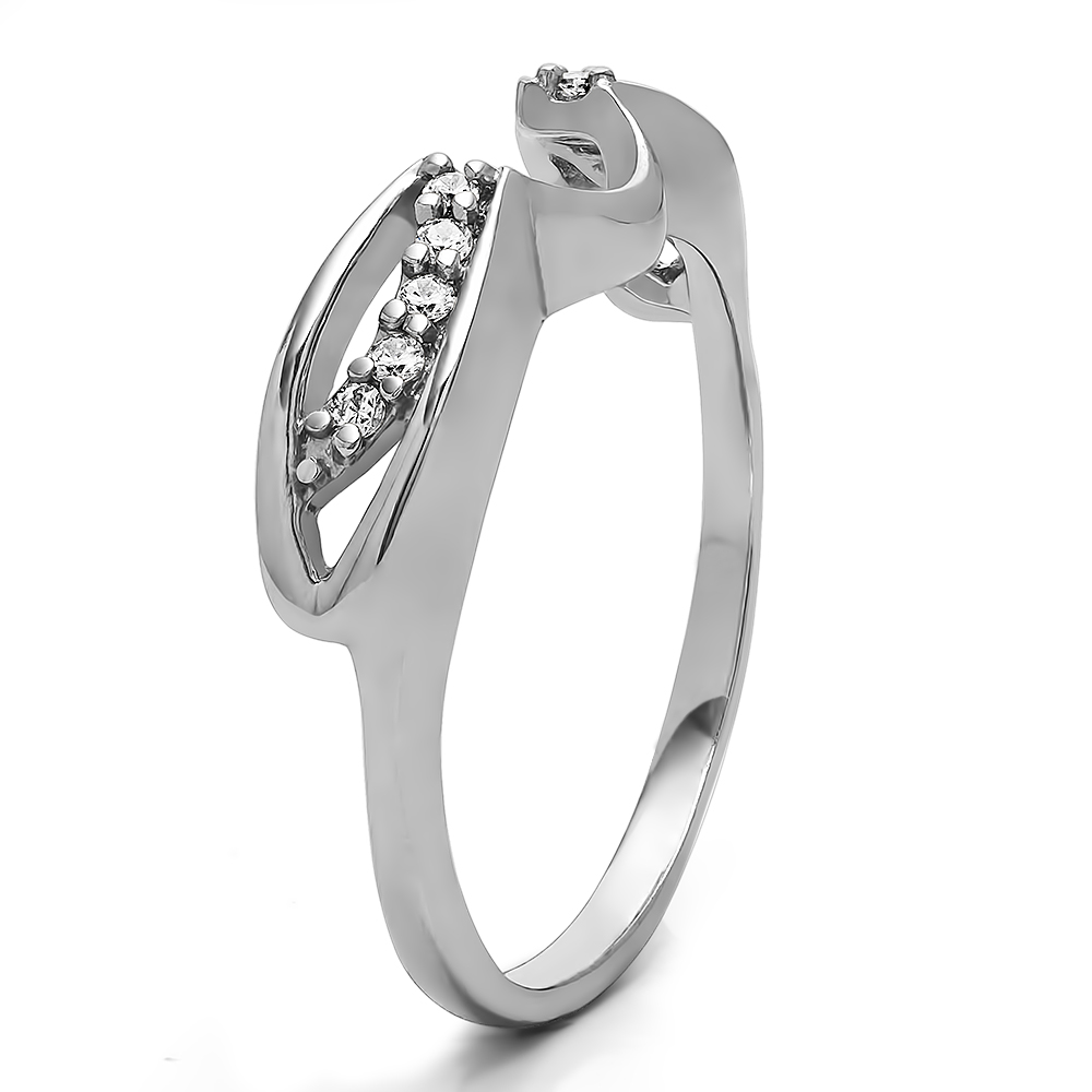 TwoBirch Moissanite Swirl Style Classic Ring Wrap in Sterling Silver with Forever Brilliant Moissanite by Charles Colvard (0.08 CT)