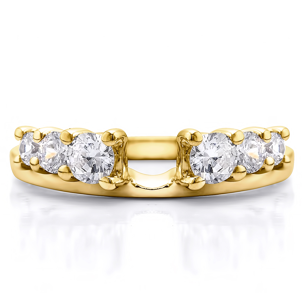 TwoBirch Double Shared Prong Graduated Six Stone Ring Wrap in 10k Yellow Gold with Diamonds (G-H,I2-I3) (0.5 CT)