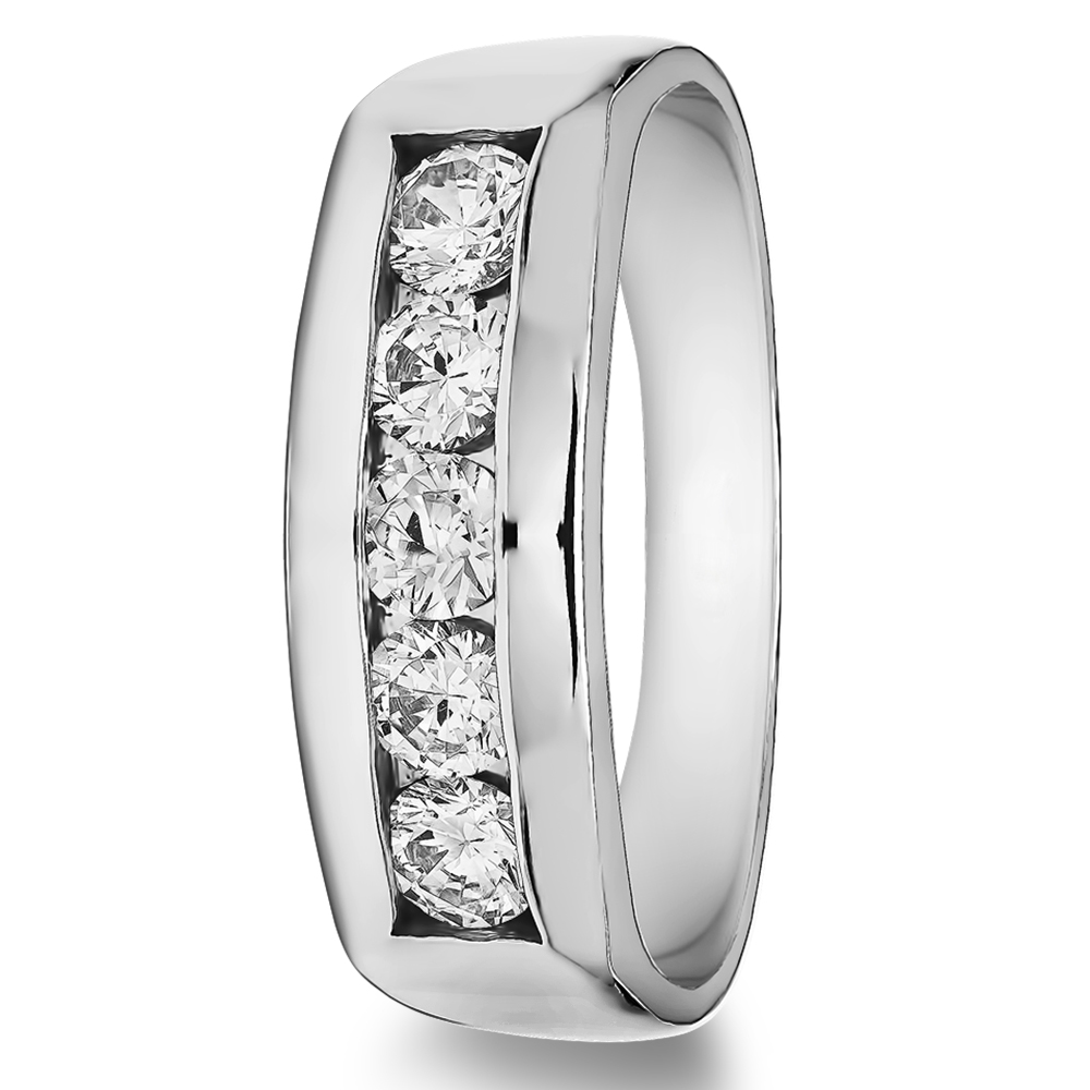 TwoBirch Channel Set Men Wedding Ring or Unique Mens Fashion Ring  in 10k Yellow gold with Diamonds (G-H,I2-I3) (0.75 CT)