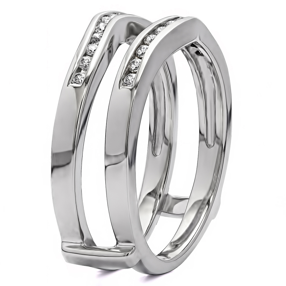 TwoBirch Classic Curved Style Ring Guard in Sterling Silver with Forever Brilliant Moissanite by Charles Colvard (0.96 CT)