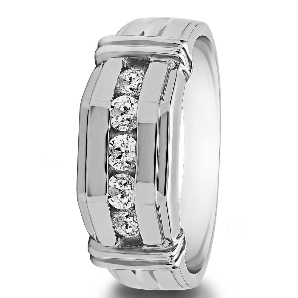 TwoBirch Men Ring in Sterling Silver with Forever Brilliant Moissanite by Charles Colvard (1.71 CT)