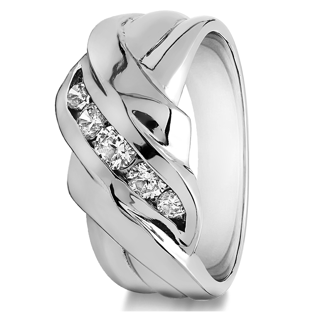 TwoBirch Men Ring in Yellow Silver with Forever Brilliant Moissanite by Charles Colvard (0.22 CT)