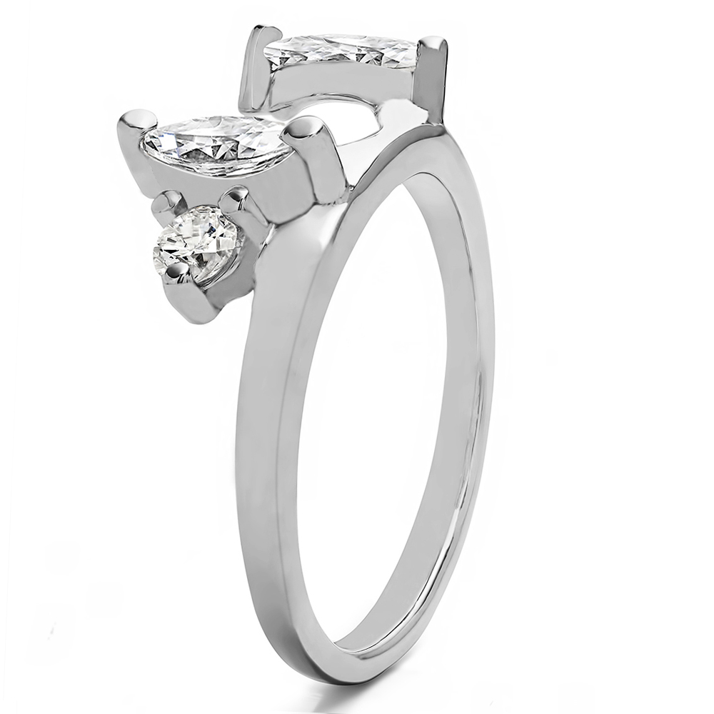 TwoBirch Delicate Ring Wrap Enhancer in Sterling Silver with Cubic Zirconia (1 CT)