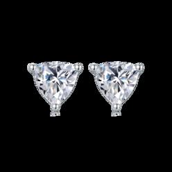 TwoBirch 1 Carat Trillion Moissanite Stud Earrings (5 mm x 5 mm, GRA Certified) set in Platinum Plated Silver