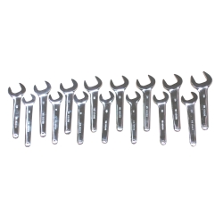 V8 Tools 9515 Single Open End Service Wrench Set  15 Piece  20Mm To 36Mm  Thin Jaw  Short Handle  Full Polish