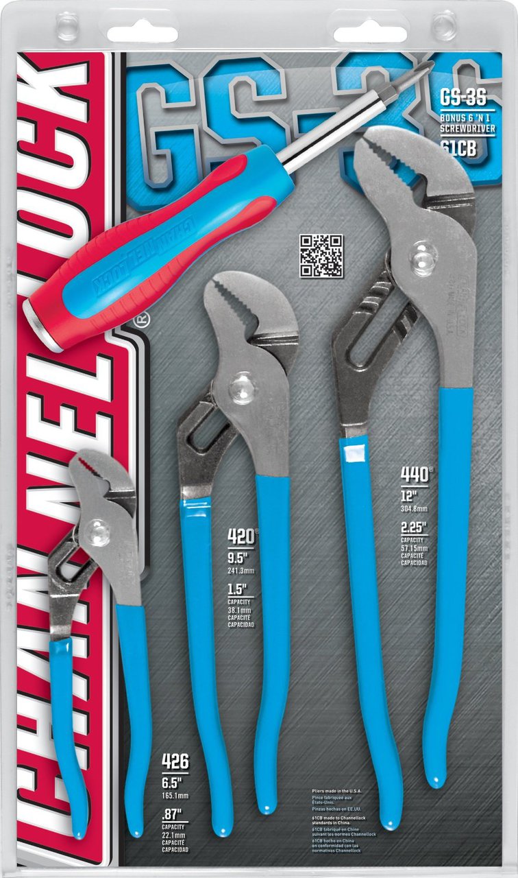 Channellock GS-3S 4-Piece Tongue and Groove Plier Gift Set: 426,420,440 and 61CB