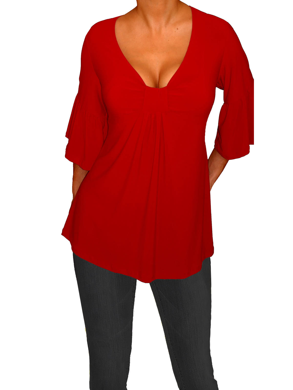 Plus size red tops for women