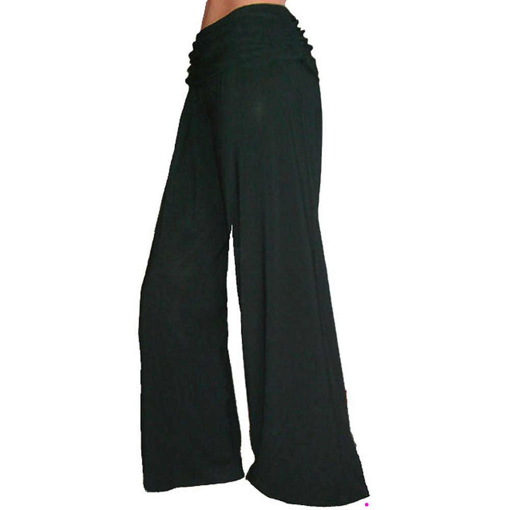 FUNFASH FLARE LONG BLACK GAUCHO PALAZZO CAREER PANTS WOMEN Plus Size Made in USA