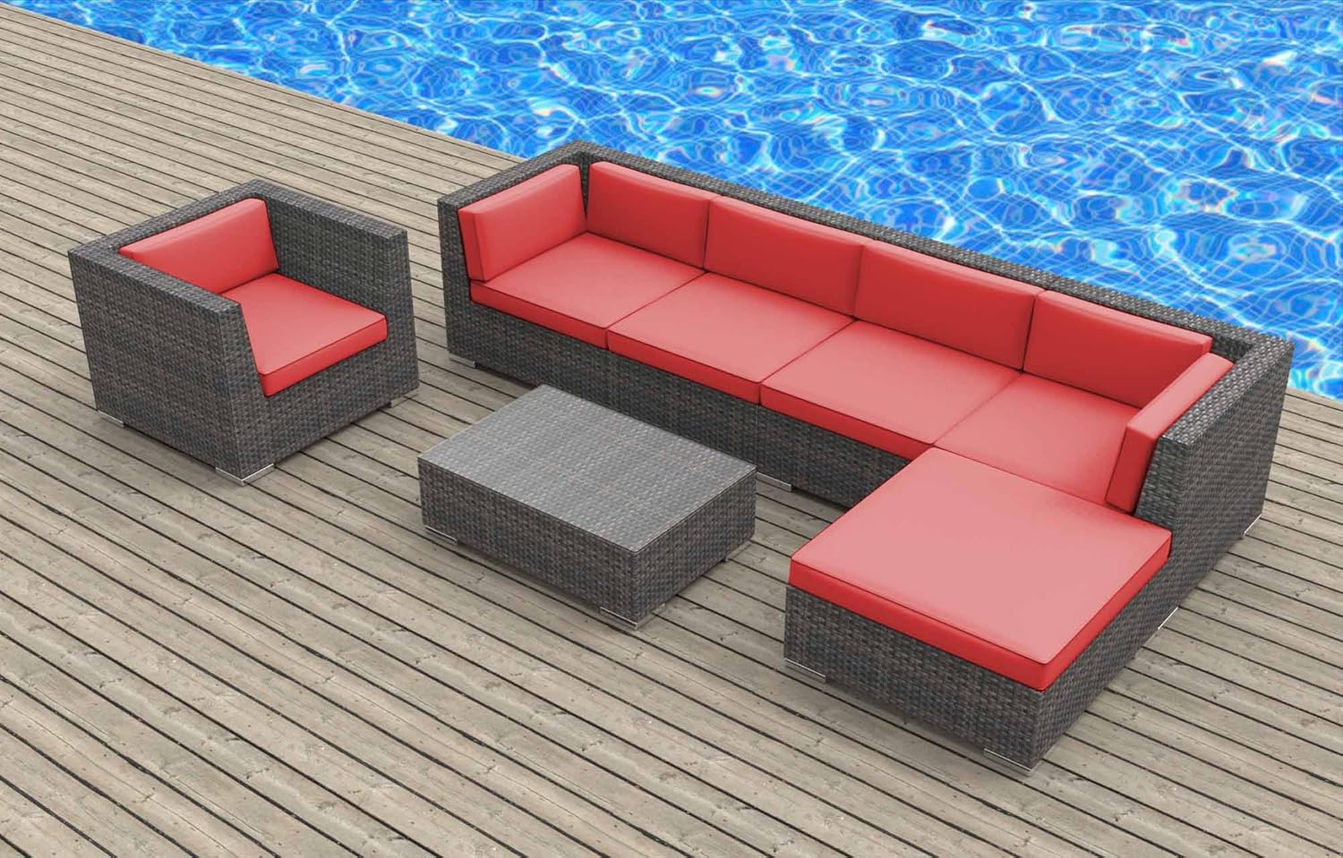 Urbanfurnishing Lanai 7pc Modern Outdoor Backyard Urbanfurnishing Lanai 7pc Modern Outdoor Backyard Wicker Rattan Patio Furniture