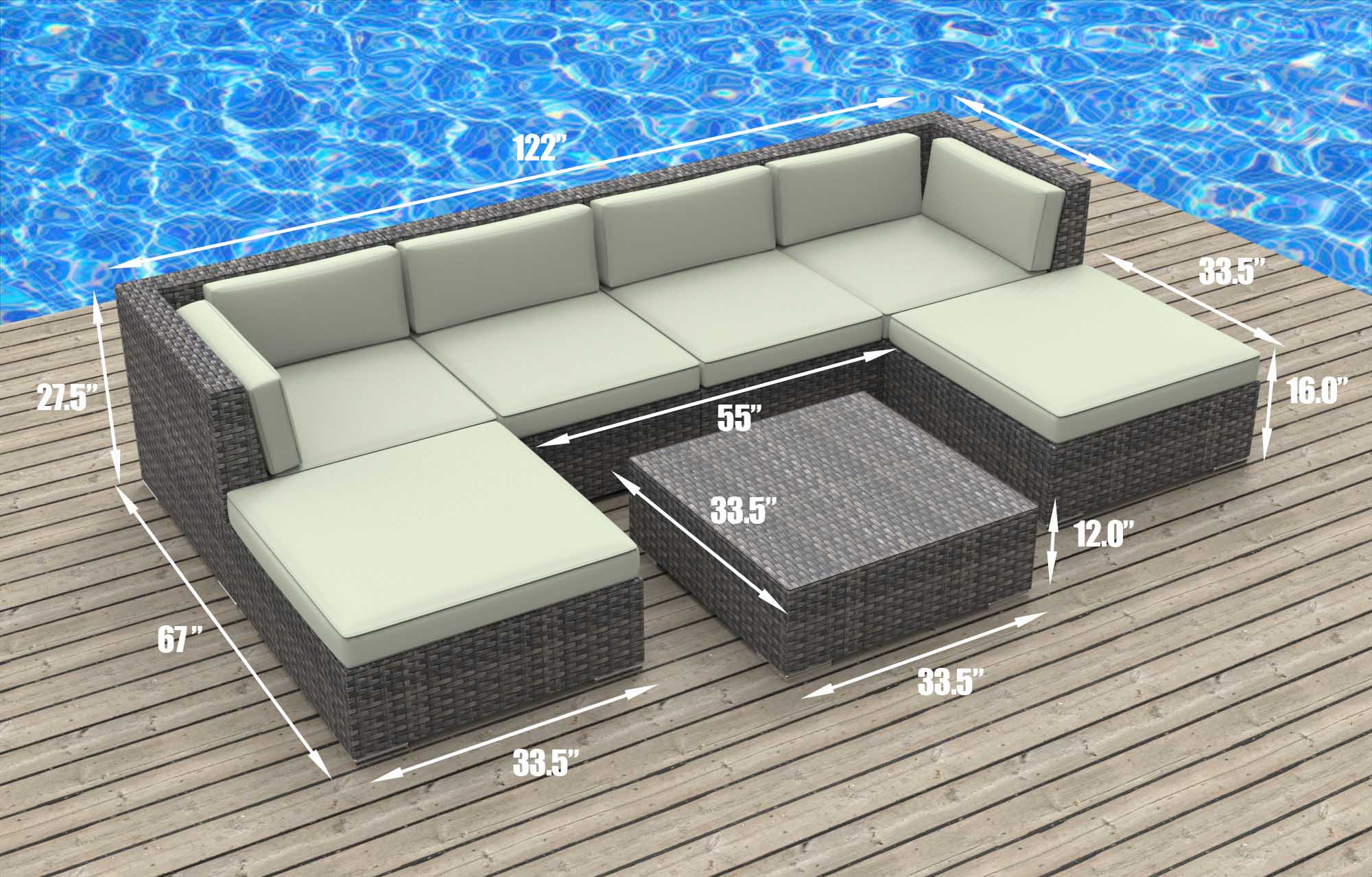 Urbanfurnishing Hawaii 7pc Modern Outdoor Backyard Urbanfurnishing Hawaii 7pc Modern Outdoor Backyard Wicker Rattan Patio Furniture