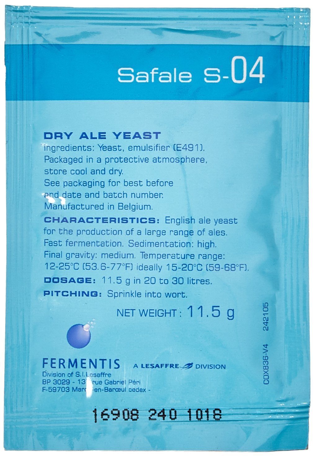 Fermentis Safale S-04 Dry Yeast - 11.5g