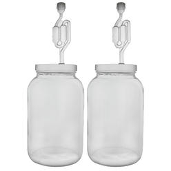 Home Brew Ohio One Gallon Wide Mouth Jar with Lid and Twin Bubble Airlock-Set of 2