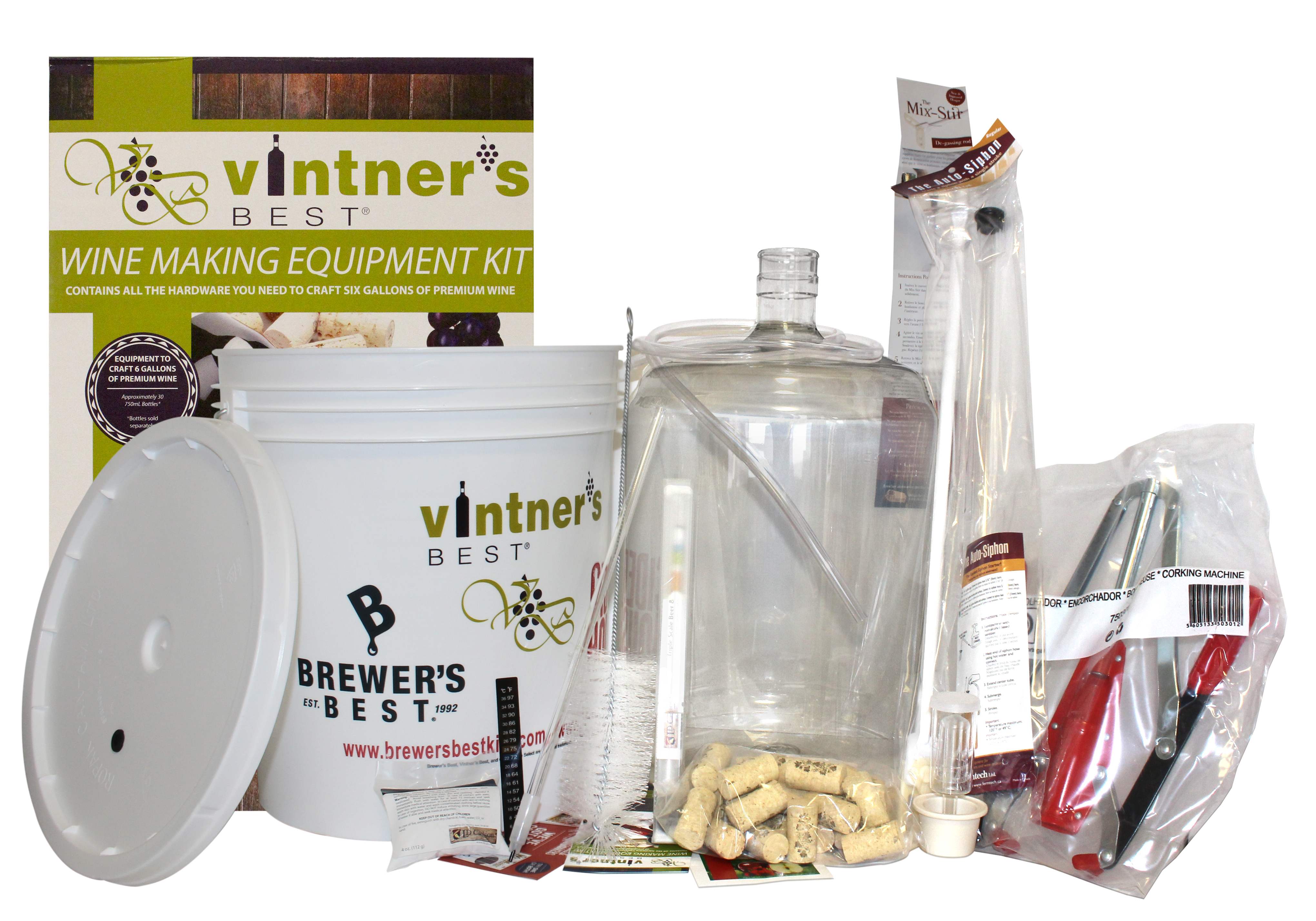 Vintner's Best #3012BB Starter Winemaking Equipment Kit w/ Better Bottle & Double Lever Corker