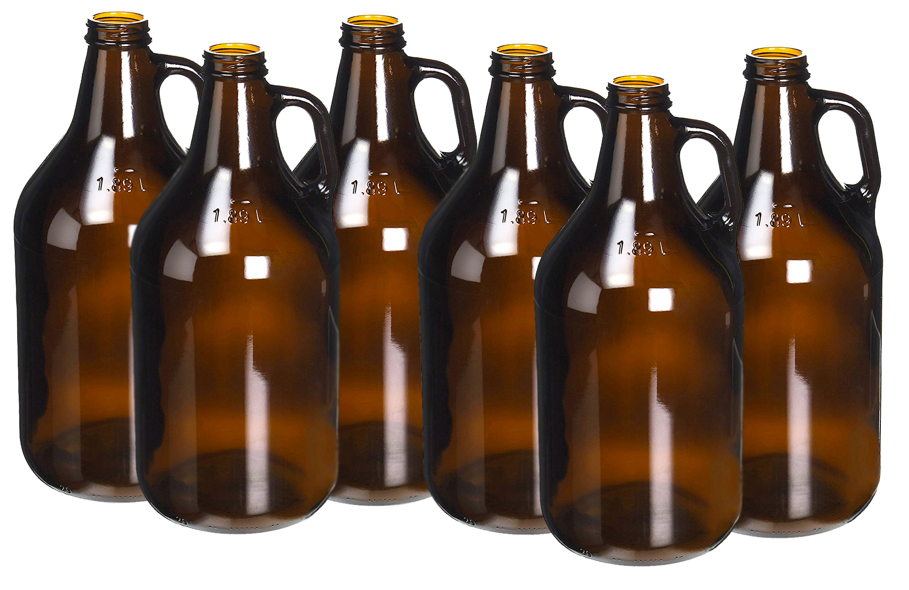 Homebrewers Outpost Beer Bottles - 64 oz Amber Growler - Case of 6