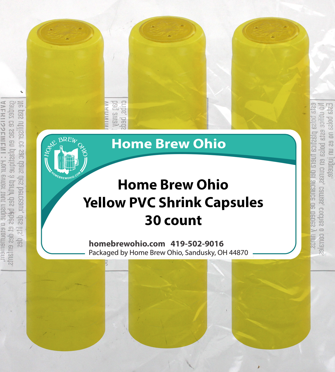 HOME BREW OHIO HOMEBREWOHIO.COM Home Brew Ohio Yellow PVC Shrink Capsules 30 count