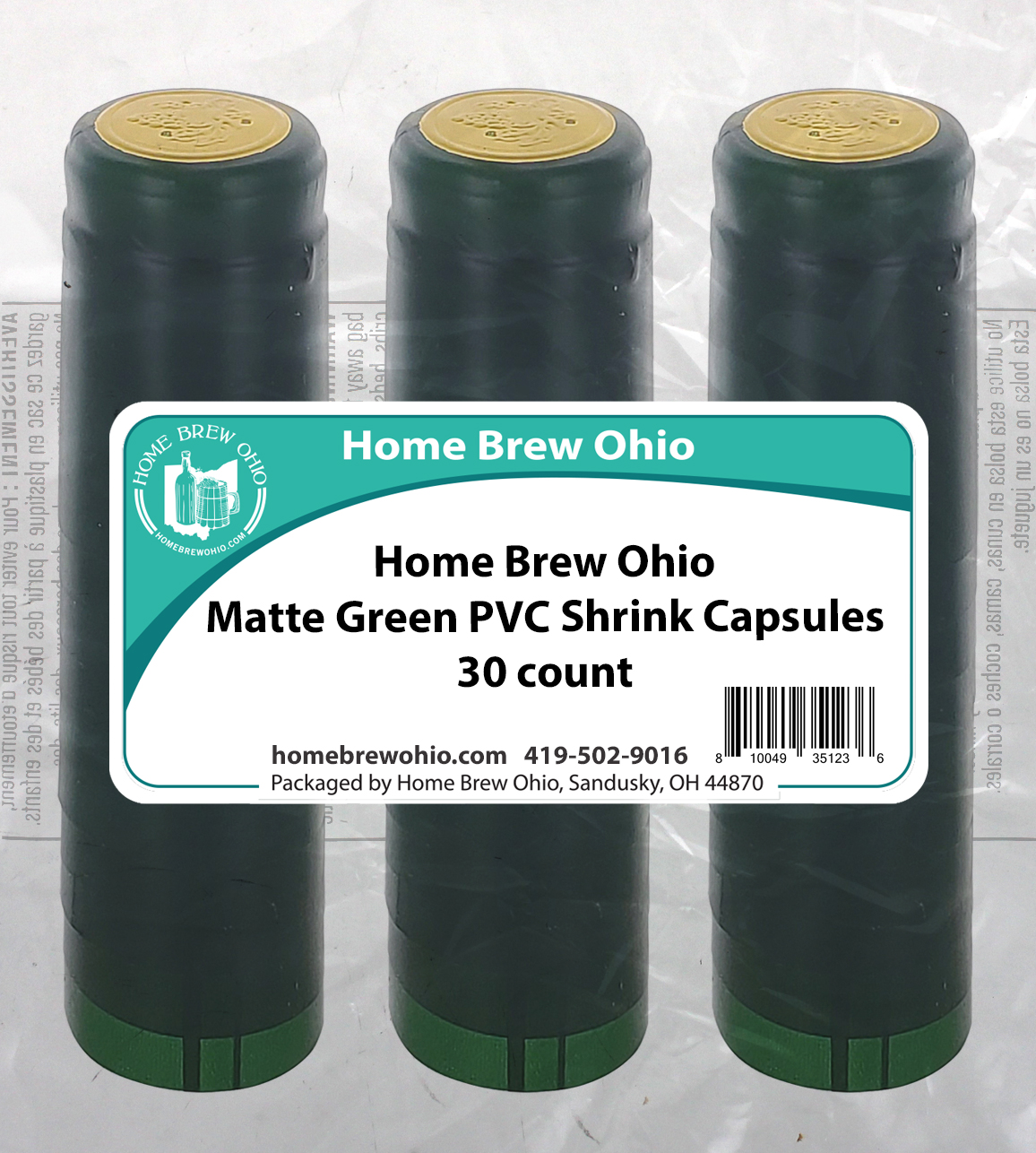 HOME BREW OHIO HOMEBREWOHIO.COM Home Brew Ohio Matte Green PVC Shrink Capsules 30 count