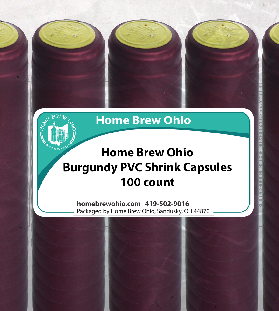 HOME BREW OHIO HOMEBREWOHIO.COM Home Brew Ohio Burgundy PVC Shrink Capsules 100 count