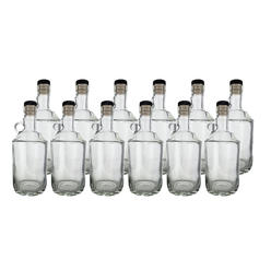 LD Carlson Clear 750ml Moonshine Bottle Single (21.5mm Cork Finish) 12 Count (With Corks)