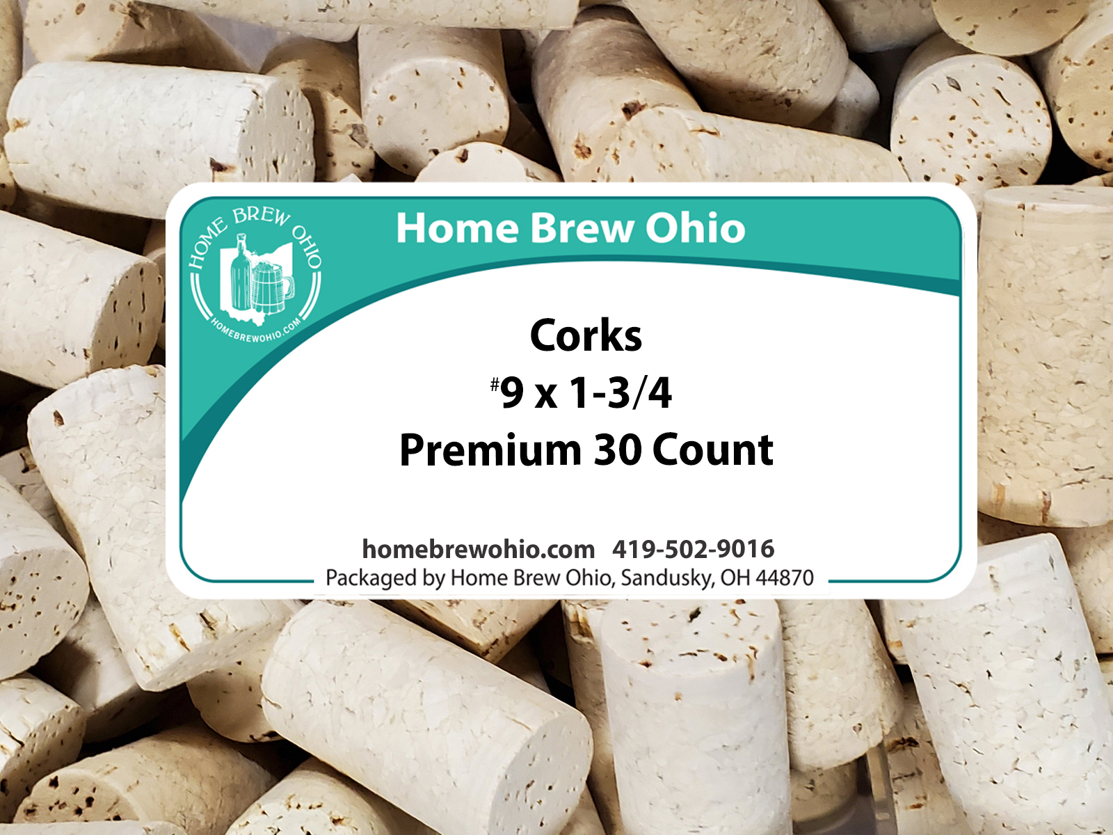 HOME BREW OHIO HOMEBREWOHIO.COM Home Brew Ohio 9 X 1 3/4 Premium Wine Corks 30 count