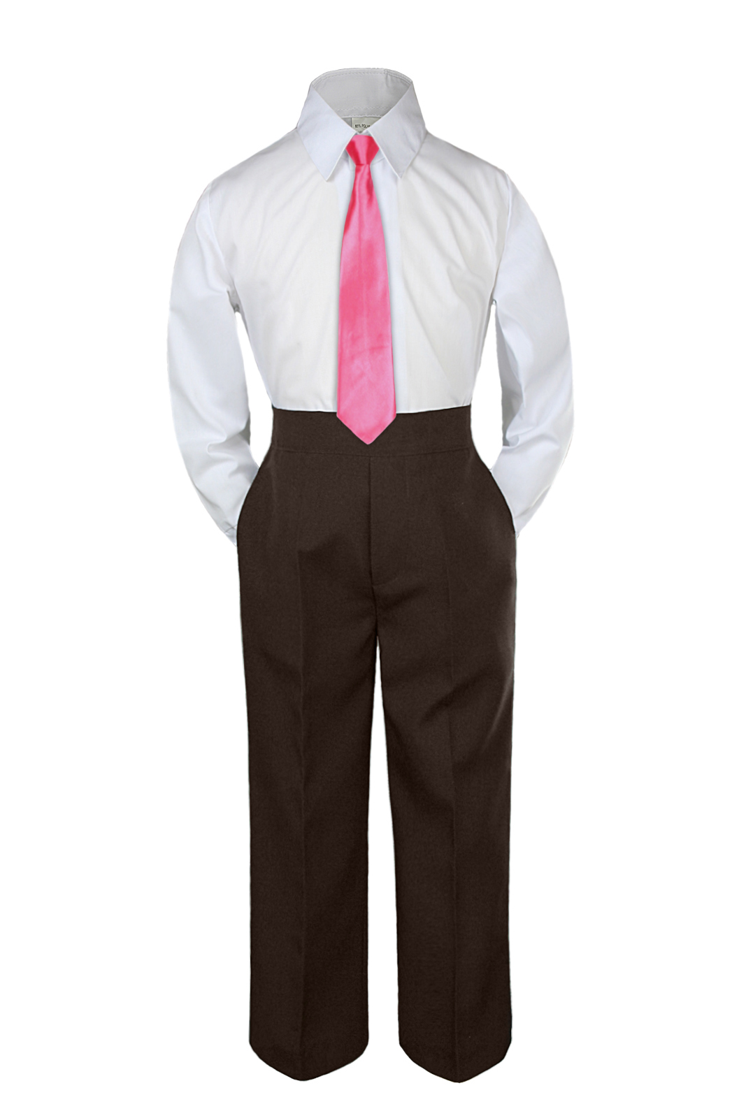 Leadertux 3pc S M L XL 2T 3T 4T Baby Toddler Boys Shirt Pants Suits Tuxedo Formal Wedding Outfits Coral Peach Sunset Necktie Set