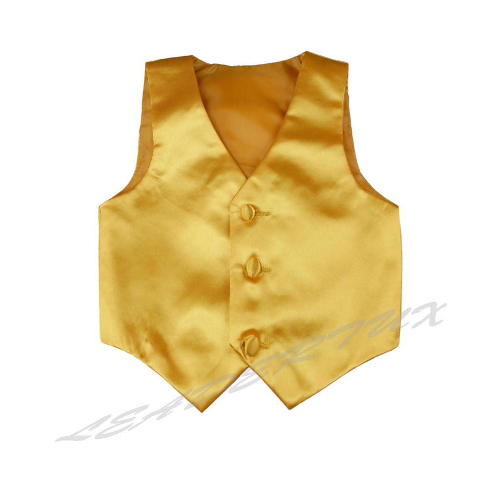 Leadertux 5 6 7 Satin Yellow Vest Child Kid Black Formal Wedding Birthday Party Boy Suit Tuxedo Outfit 4pc Set