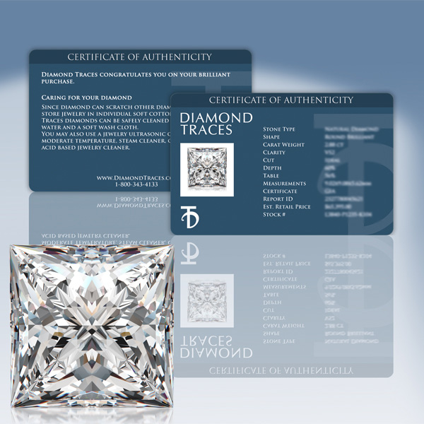 Diamond Traces 5.09ct F-SI2 VG Princess Natural Certified Diamond 18k Gold Classic Solitaire Pendant 