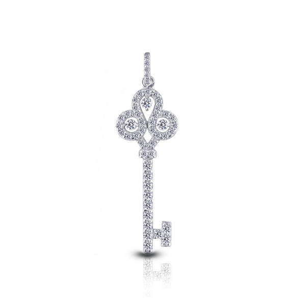 Diamond Traces 2.28ctw E-VS2 Ideal Round Genuine Certified Diamonds 18k Gold Key Fashion Pendant 