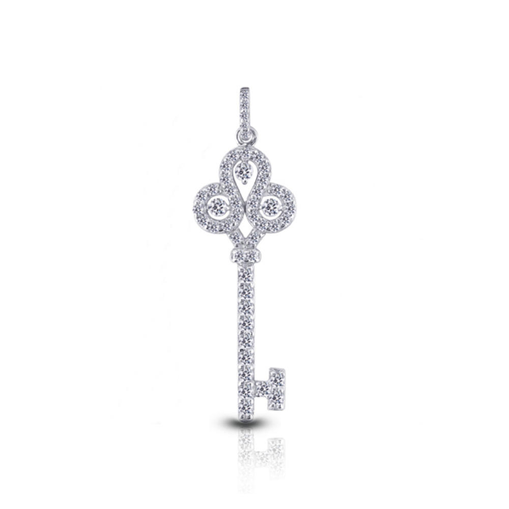 Diamond Traces 2.28ctw E-VS1 Ideal Round Genuine Certified Diamonds 18k Gold Key Fashion Pendant 