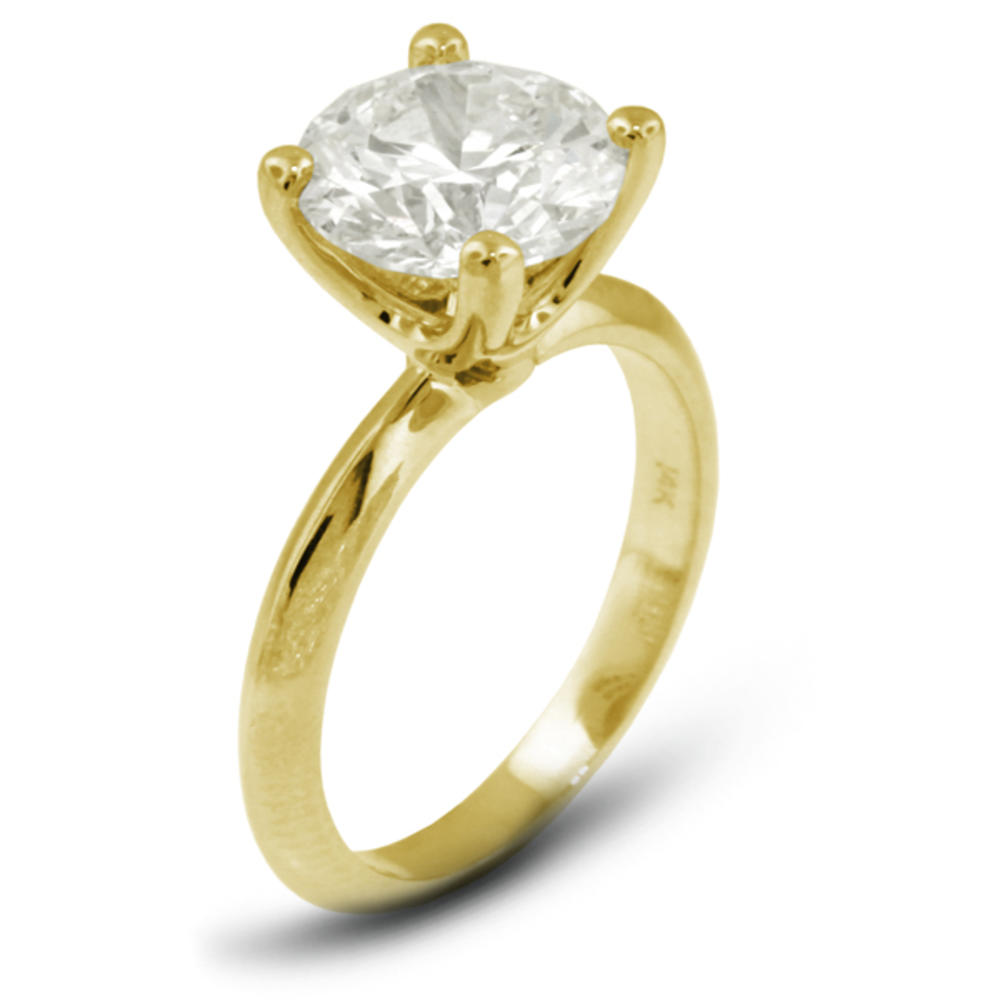 Diamond Traces 1.52ct H-SI2 Ideal Round Natural Certified Diamond 18k Gold Classic Solitaire Engagement Ring 