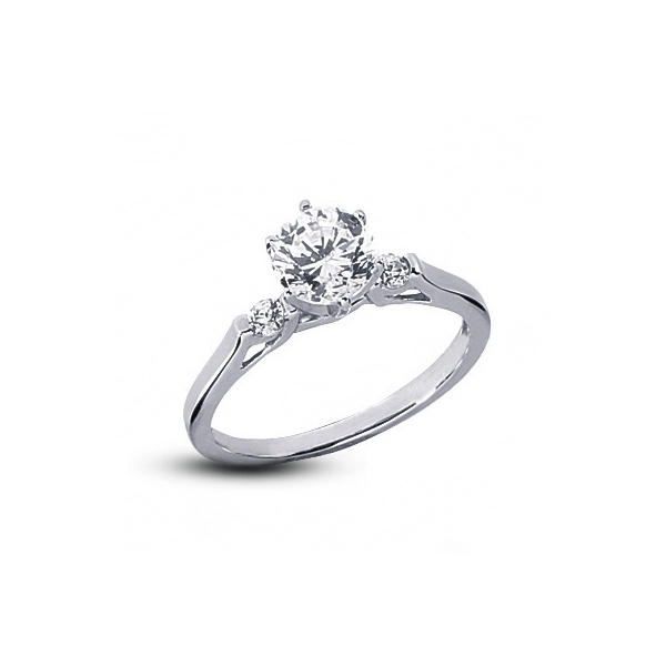 Diamond Traces 0.96ctw H-SI1 Ideal Round Genuine Certified Diamonds 14k Gold Classic Pettit Three Stone Engagement Ring 