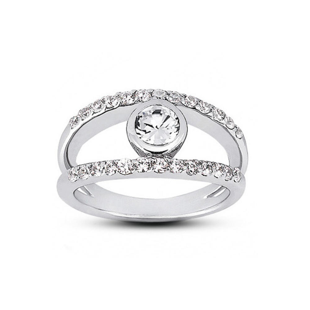 Diamond Traces 0.91ctw D-VS2 Ideal Round Genuine Certified Diamonds 14k Gold Split Shank Side Stone Engagement Ring 