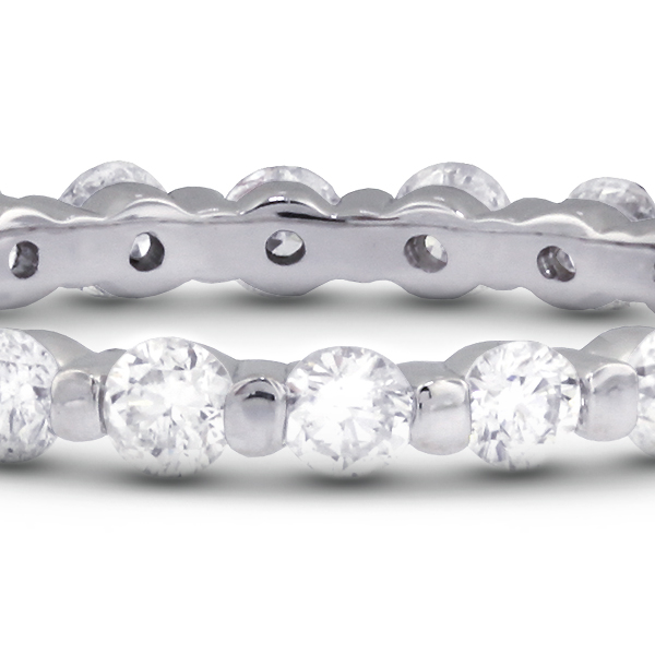 Diamond Traces 1.51ctw G-SI1 VG Round Natural Certified Diamonds 18k Gold Classic Eternity Band 