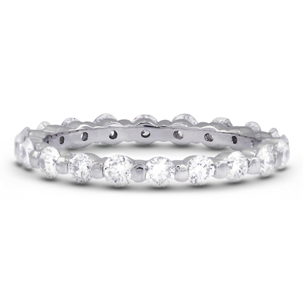 Diamond Traces 1.51ctw G-SI1 VG Round Natural Certified Diamonds 18k Gold Classic Eternity Band 