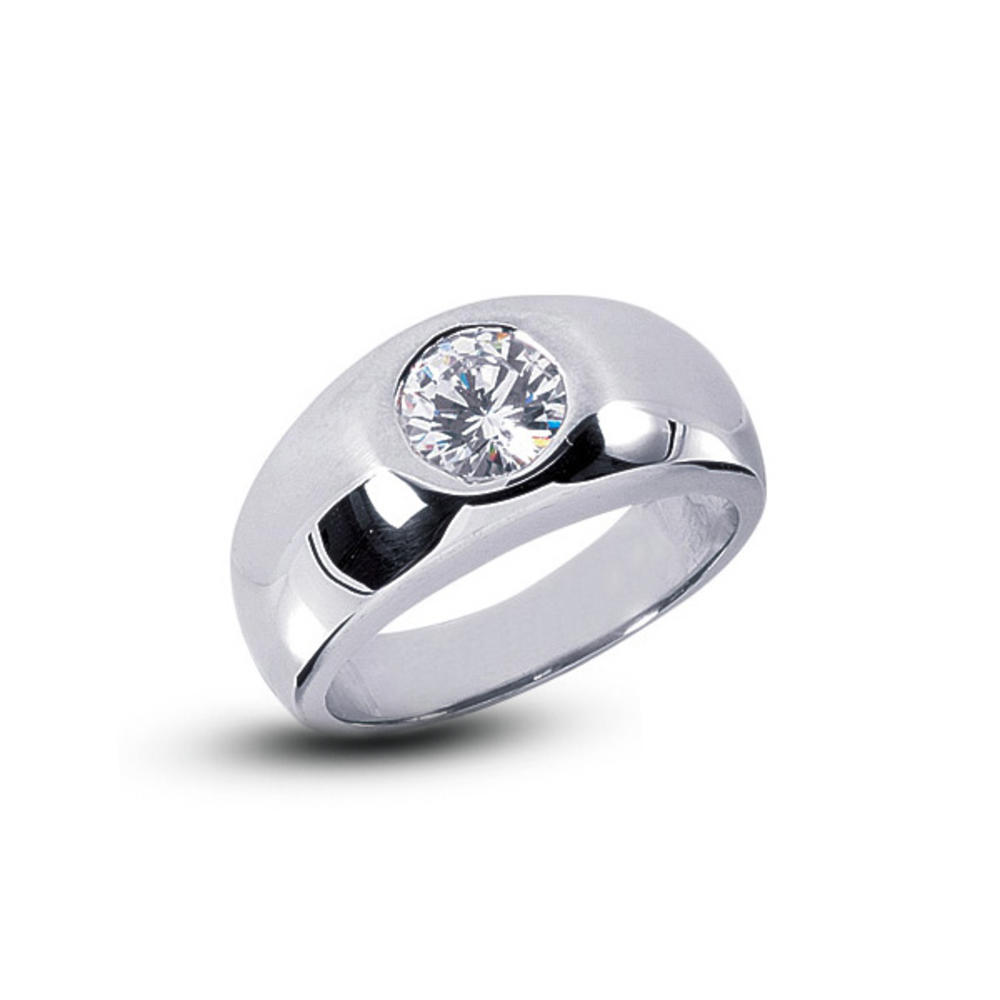 Diamond Traces 1.03ct D-SI2 Ideal Round Natural Certified Diamond 950 Plat. Classic Solitaire Pinky Men's Ring 