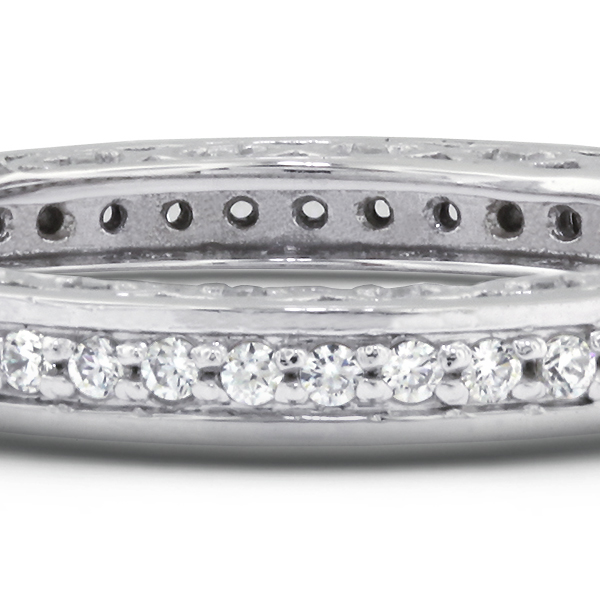 Diamond Traces 0.64ctw H-VS2 Ideal Round Natural Certified Diamonds 14k Gold Vintage Eternity Ring 