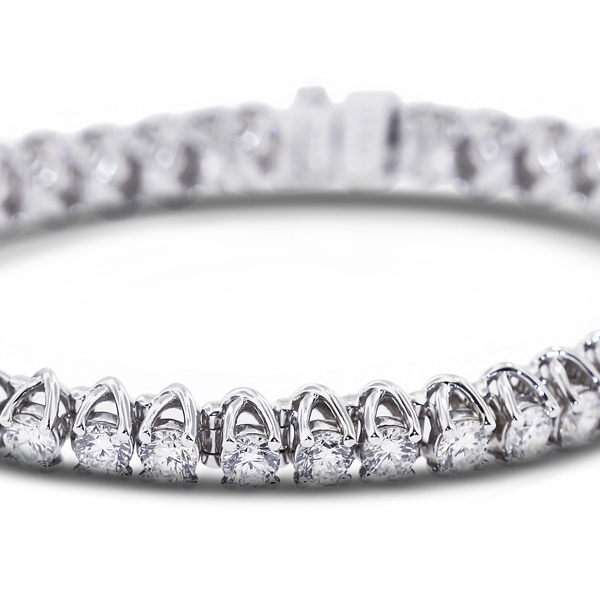 Diamond Traces 6.97ctw F-SI2 Ideal Round Natural Certified Diamonds 14k Gold Classic Trellis Womens Bracelet 